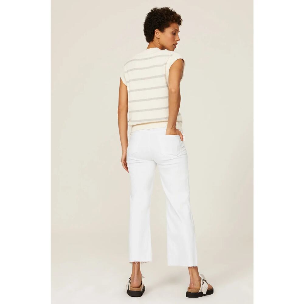 7 For All Mankind Cropped Alexa Jeans High Rise Wide Leg Raw Hem Denim White 30 - Picture 4 of 15